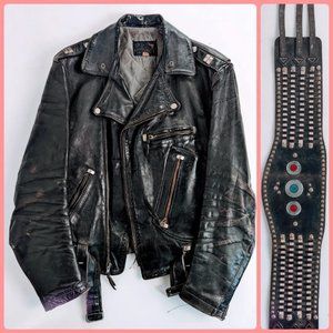 Buco 1950s Leather Jacket J-82 Steerhide Biker Motorcycle Cycle Kidney Belt